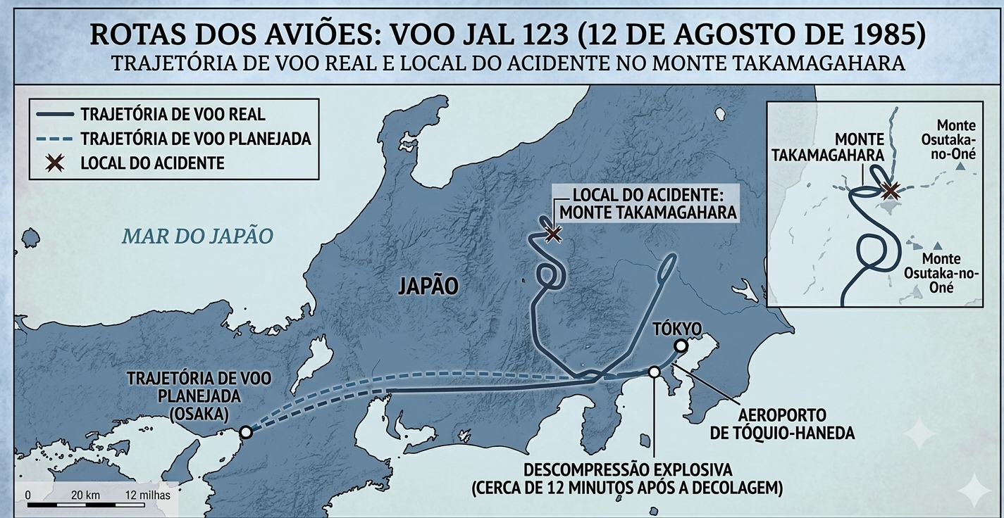 Mapa do trajeto do acidente